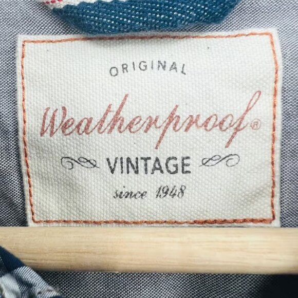 WEATHERPROOF LARGE Brown Blue Plaid Vintage Button Up Shirt Long Sleeve - Picture 4 of 6